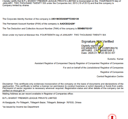 Certificate of Incorporation Page 1